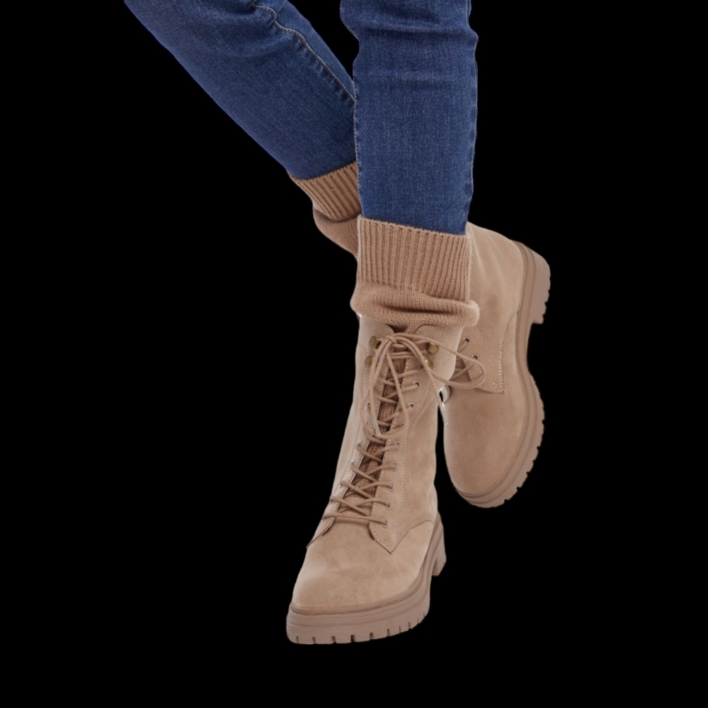 JustFab Women's Tan Combat Boots